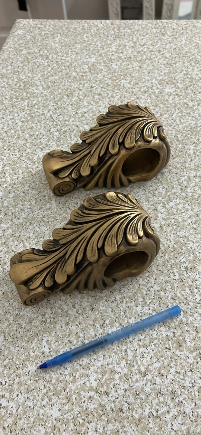 Curtain Rod Holders - Gold Leaf Design thumbnail