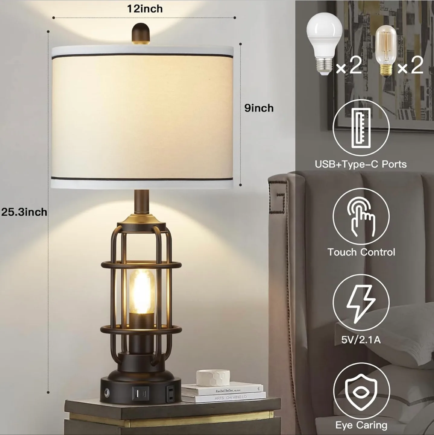 Set of 2 Industrial Cage Lamps image indicator(5)