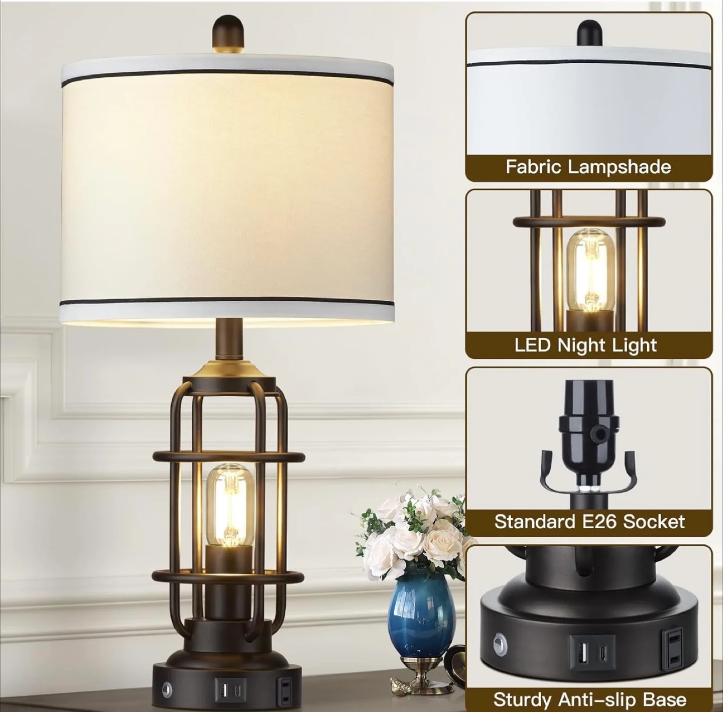 Set of 2 Industrial Cage Lamps image indicator(8)