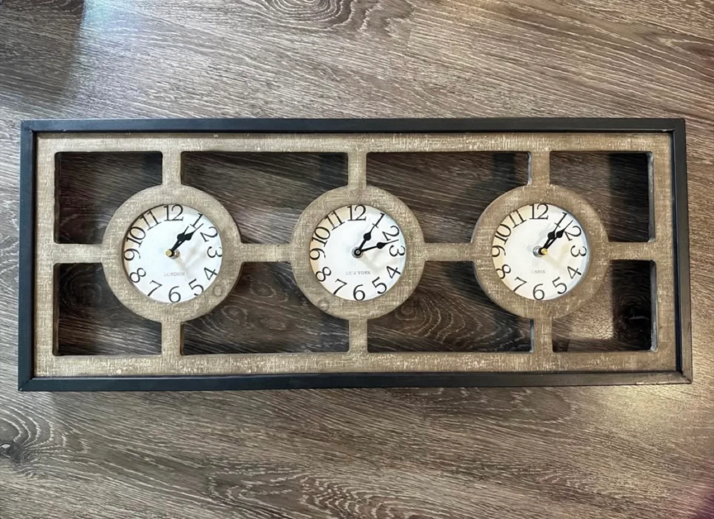 World Time Zone Wall Clock - London, New York, Paris thumbnail