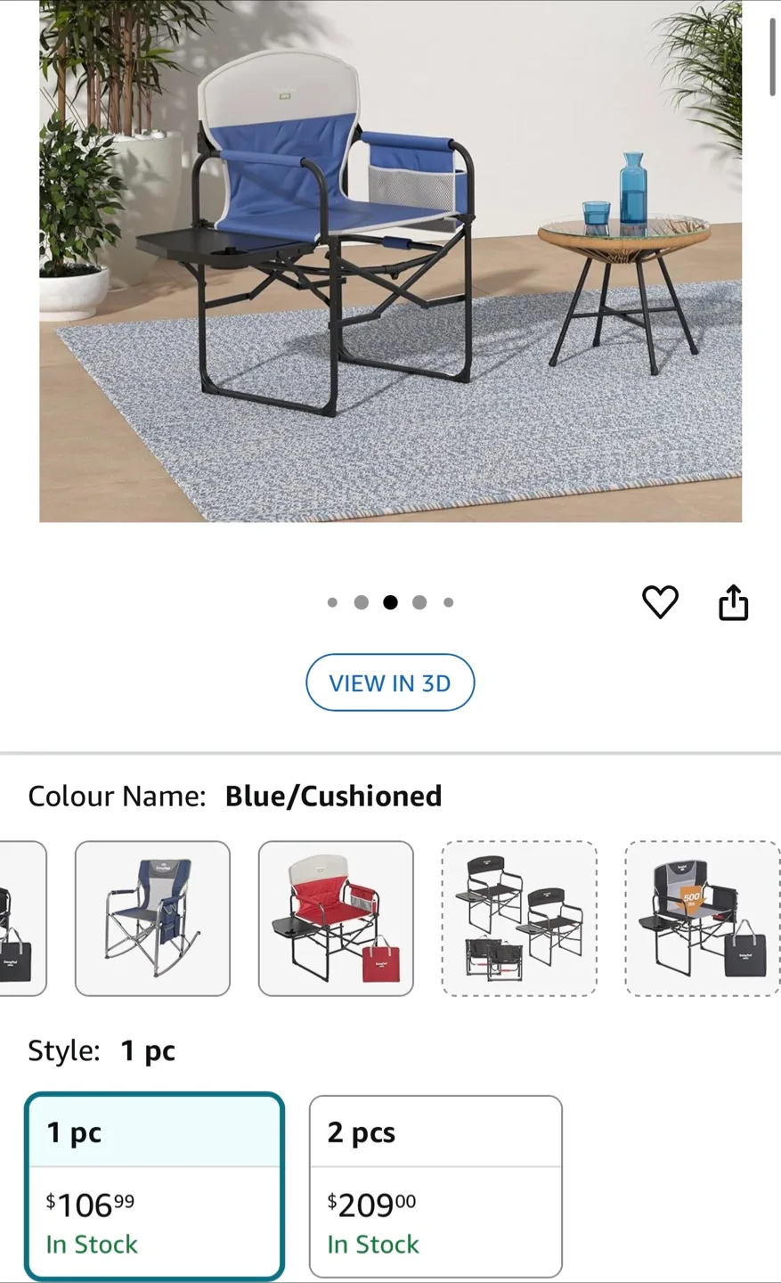 SunnyFeel Camping Chair - Blue Cushioned image indicator(4)