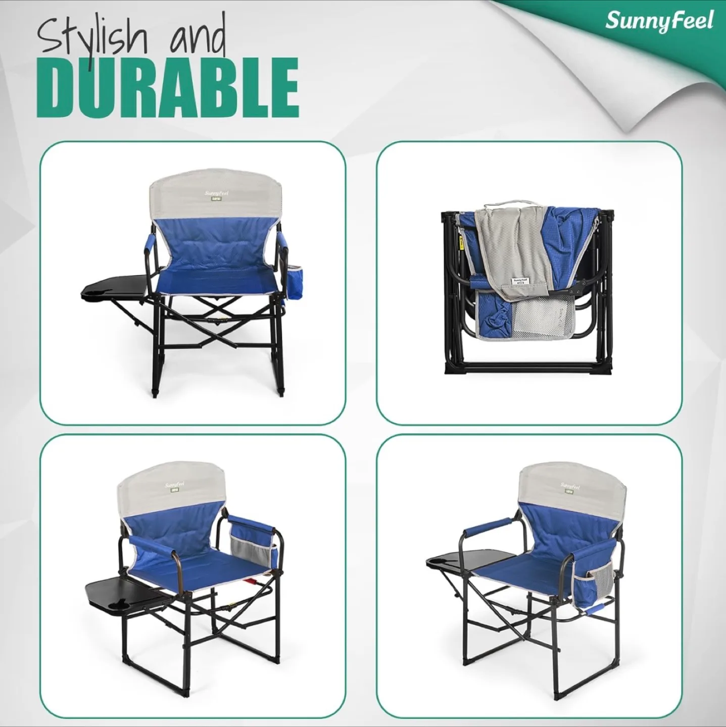 SunnyFeel Camping Chair - Blue Cushioned image indicator(8)