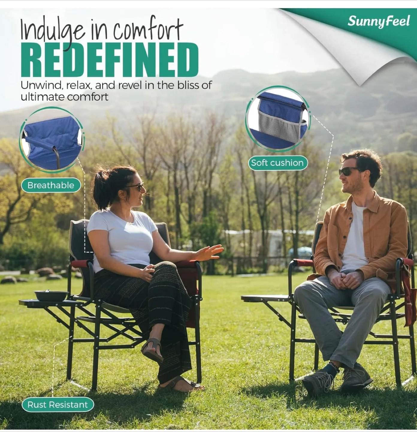 SunnyFeel Camping Chair - Blue Cushioned image indicator(7)