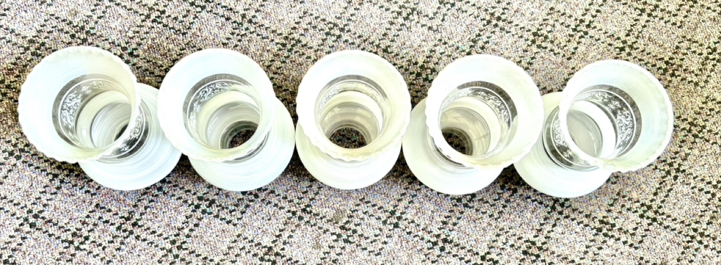 5 Vintage Frosted Glass Lamp Shades - photo 2