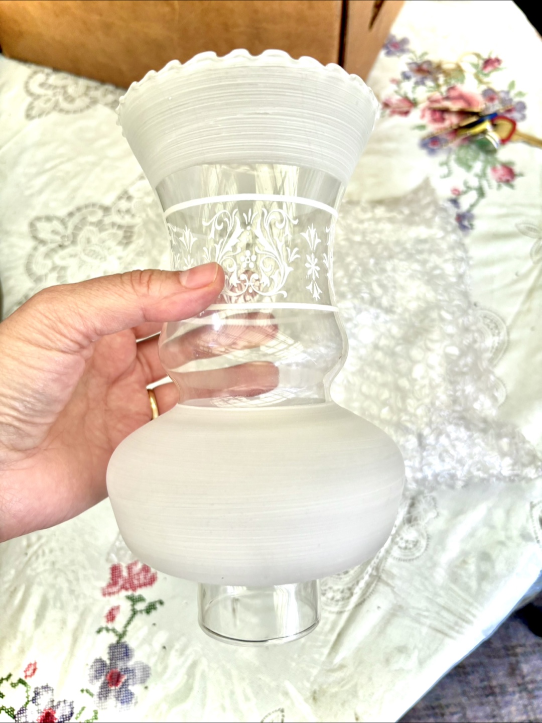 5 Vintage Frosted Glass Lamp Shades - photo 3