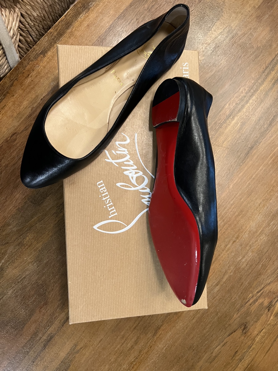 Christian Louboutin Black Leather Ballet Flats