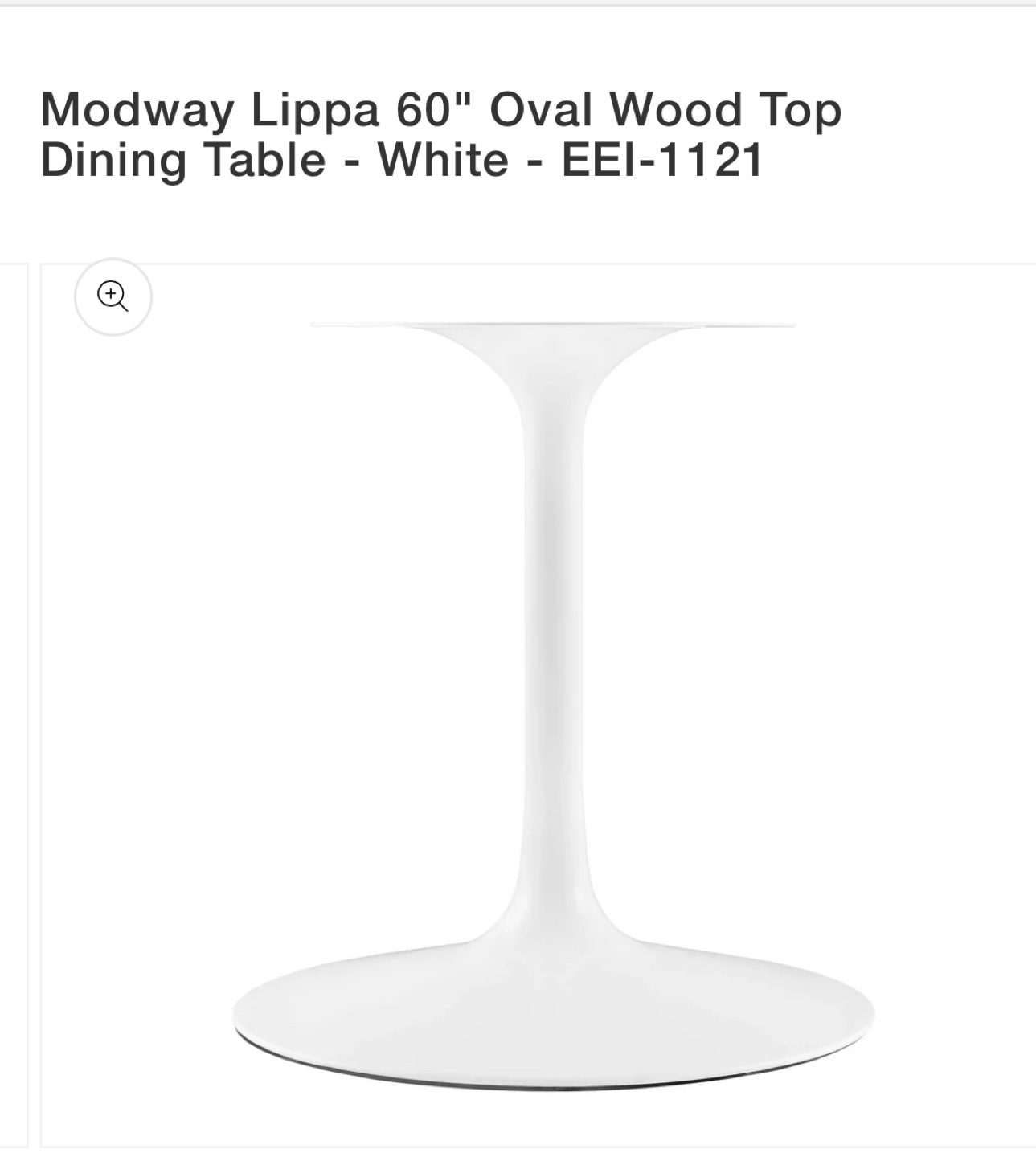 Modway Lippa 60" Oval Dining Table - White - photo 3