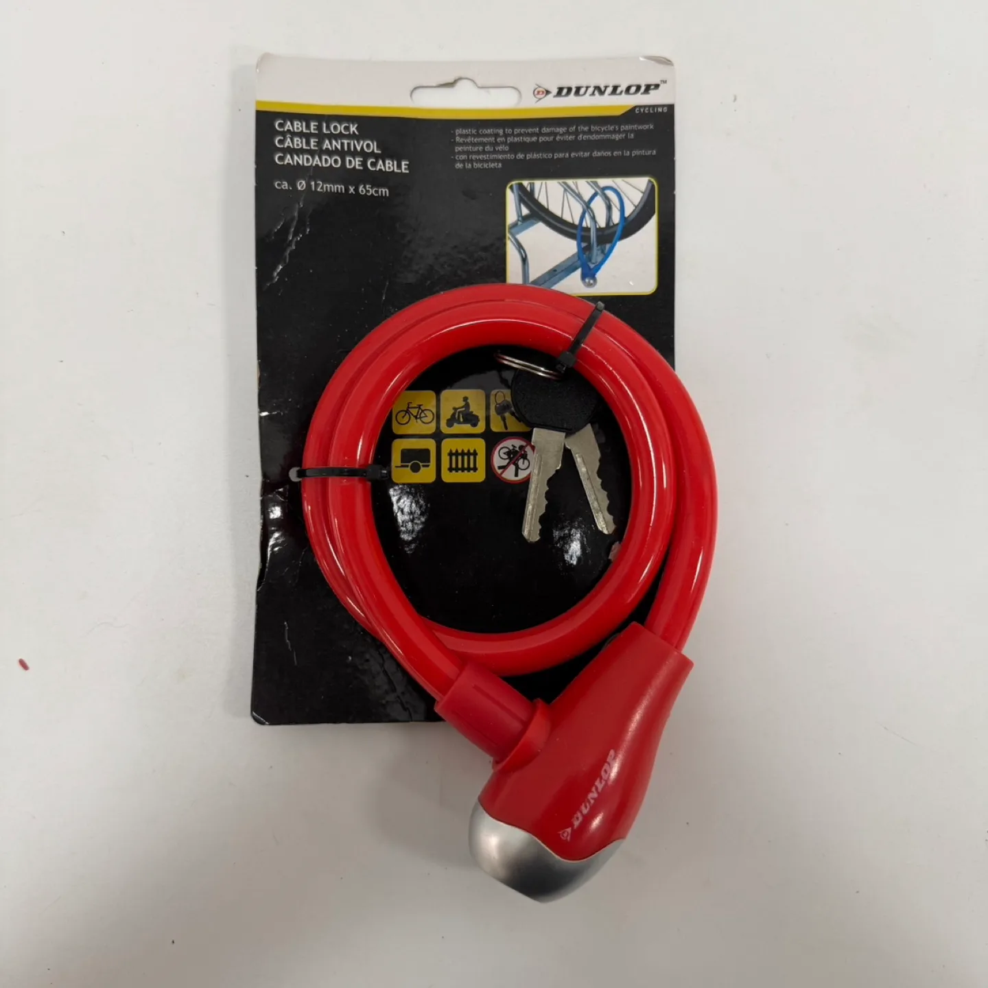 NEW Dunlop Cable Lock – 65cm, Red, with 2 Keys thumbnail