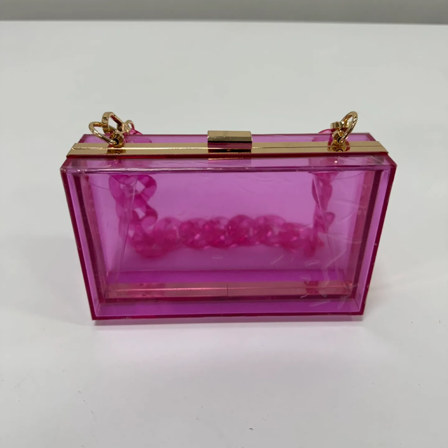 Trendy Pink Acrylic Clutch Purse – Transparent thumbnail