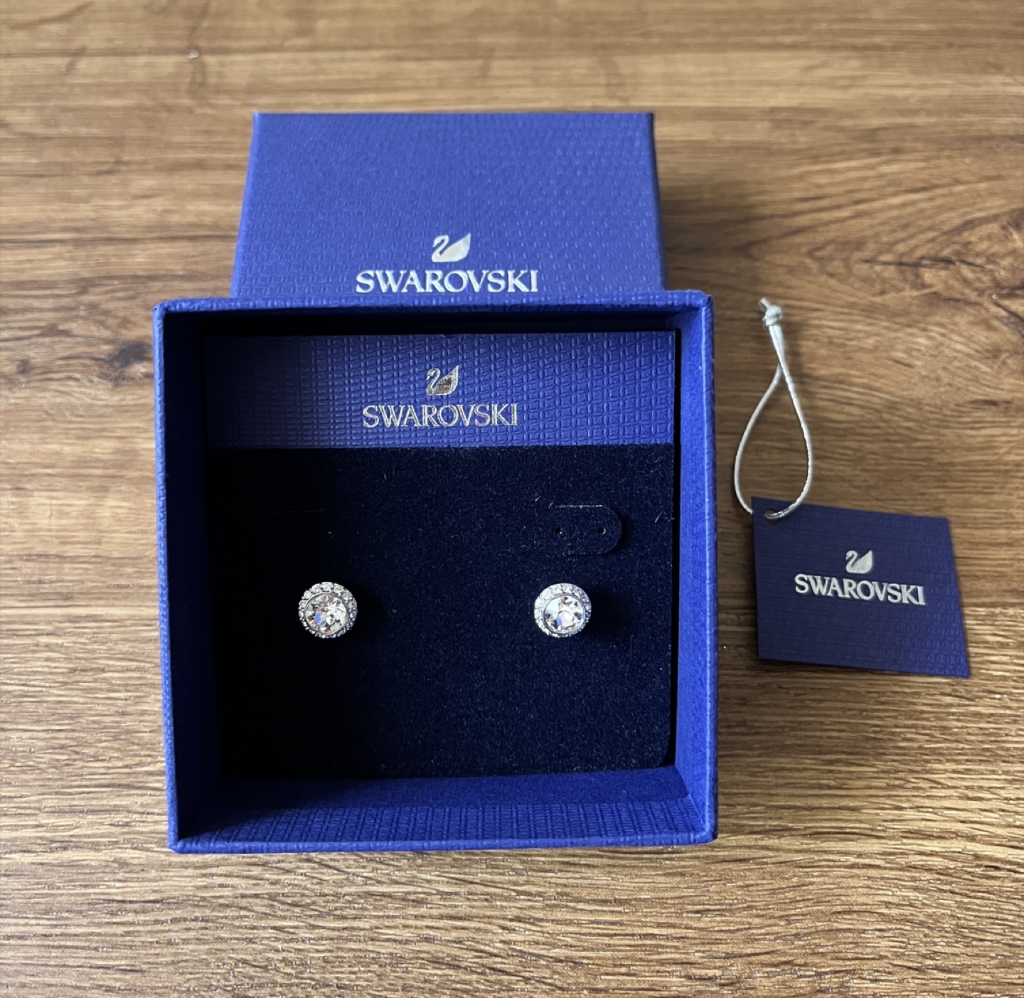 Swarovski White Stud Earrings with Box