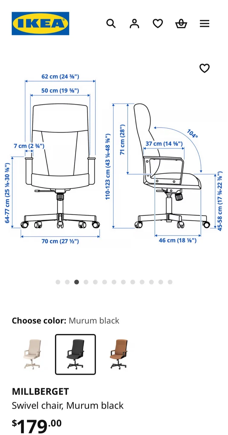 IKEA Millberget Swivel Office Chair *FREE DELIVERY* image indicator(7)