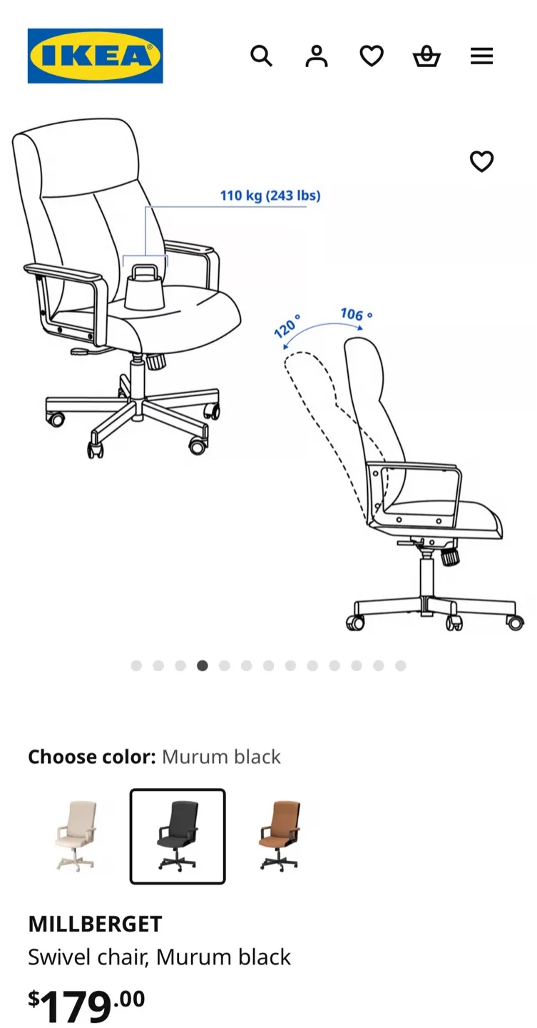 IKEA Millberget Swivel Office Chair *FREE DELIVERY* image indicator(8)