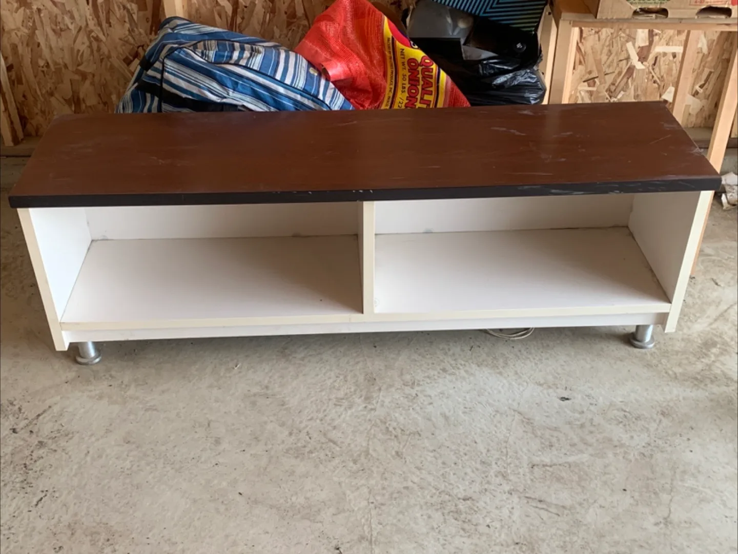 Brown & White Storage Bench