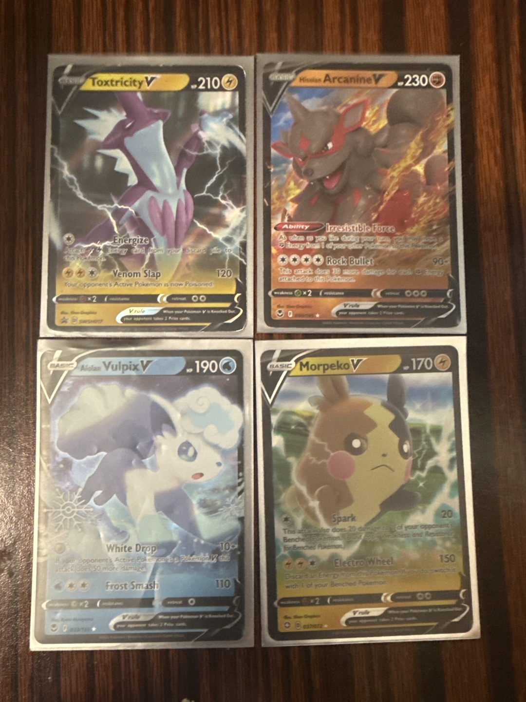 Pokemon V Cards - Toxtricity, Arcanine, Vulpix, Morpeko