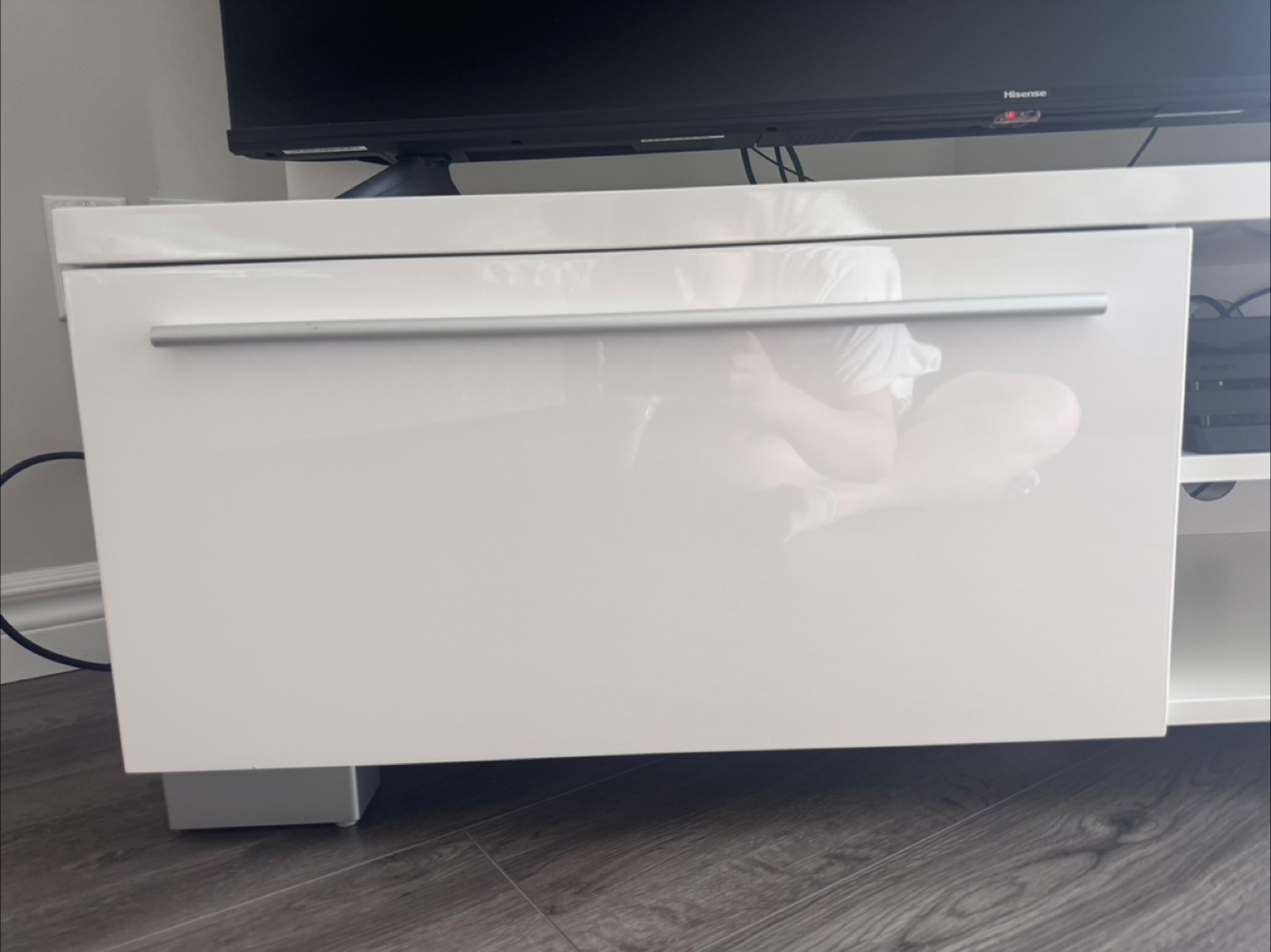 White TV Stand with Storage - photo 5