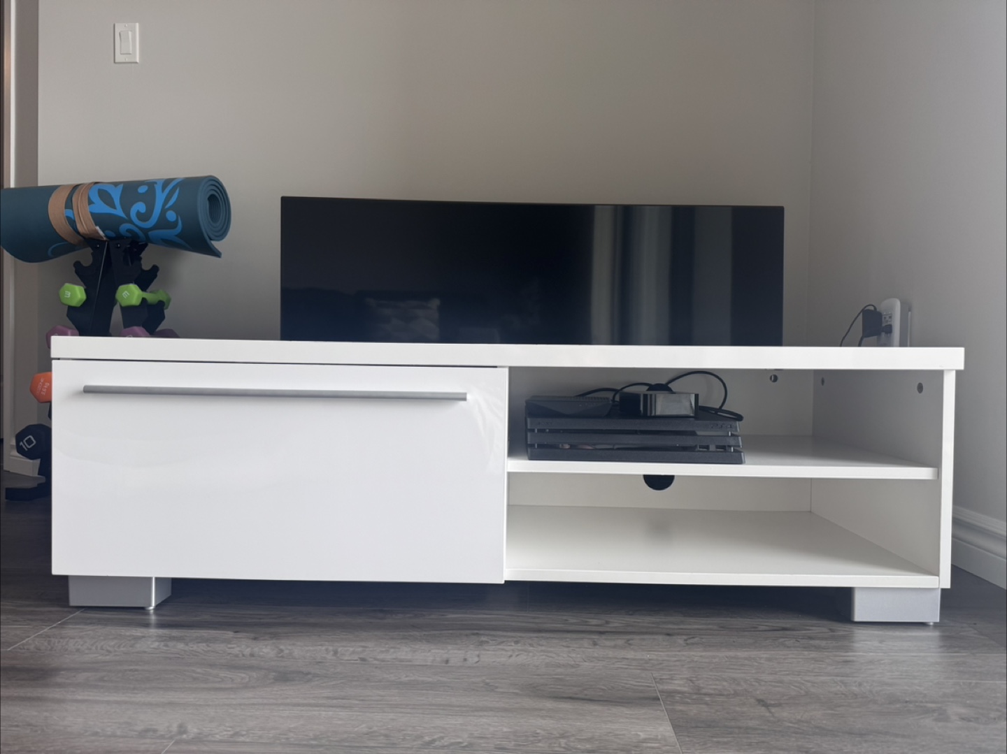 White TV Stand with Storage - photo 2