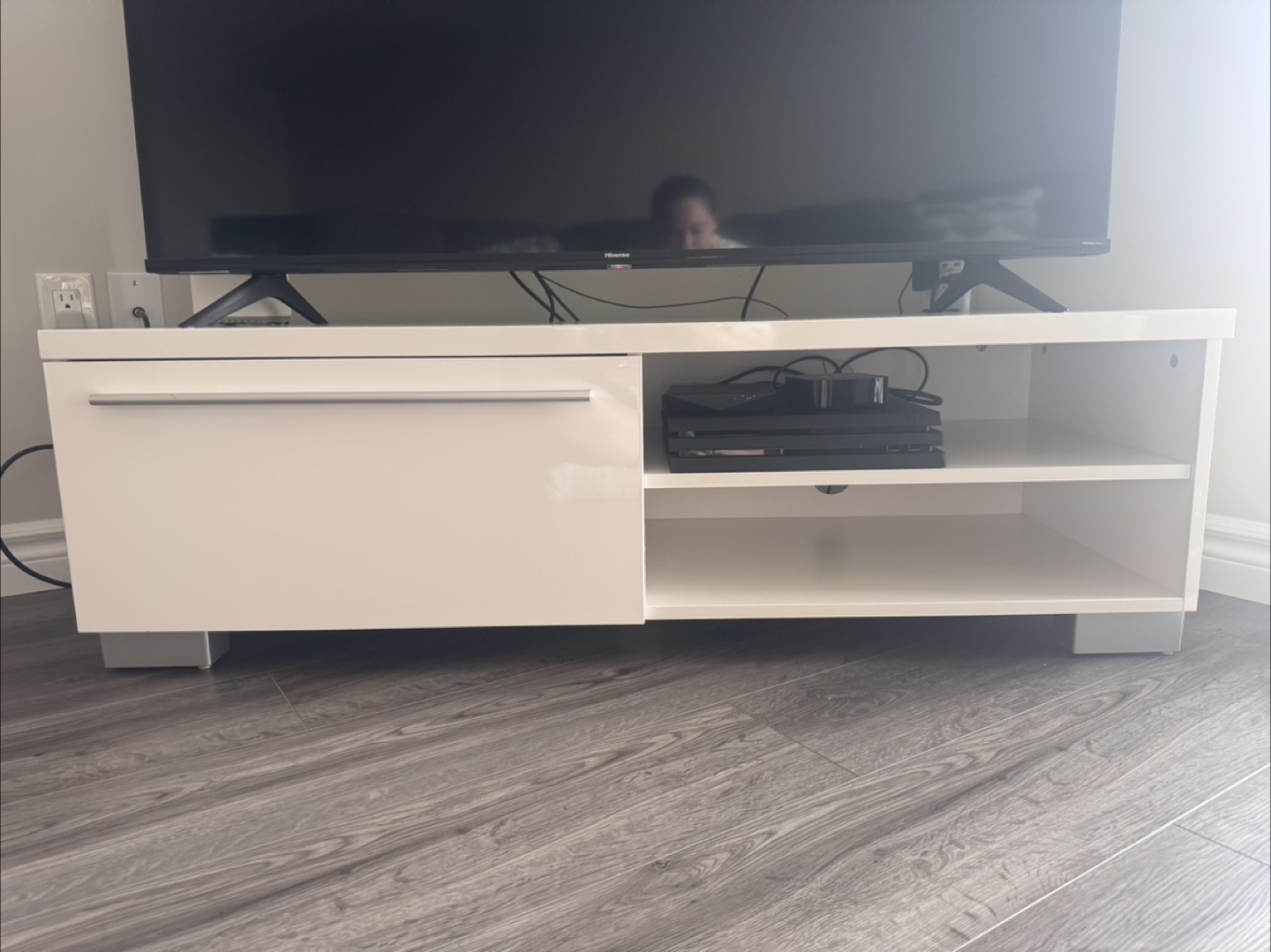 White TV Stand with Storage