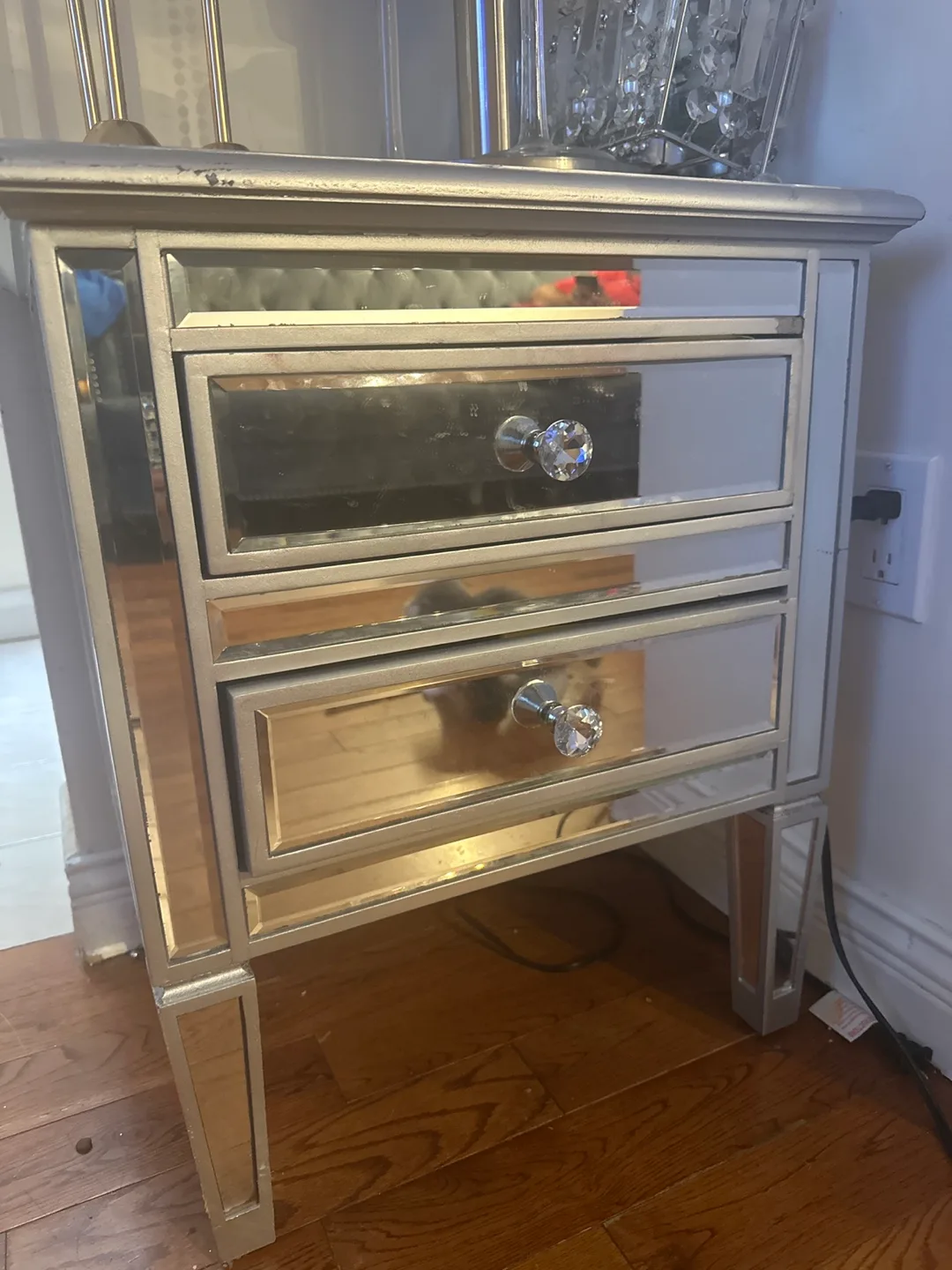 2 pieces Mirrored Nightstand - Damaged image indicator(2)