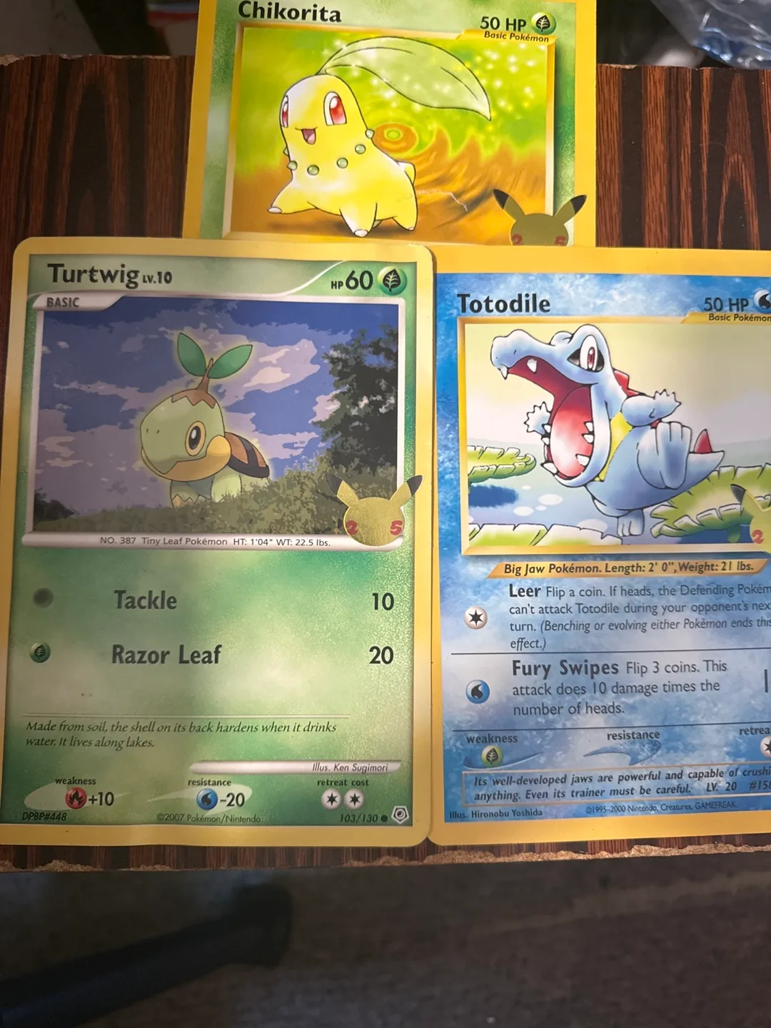 Pokemon Cards: Chikorita, Turtwig, Totodile thumbnail