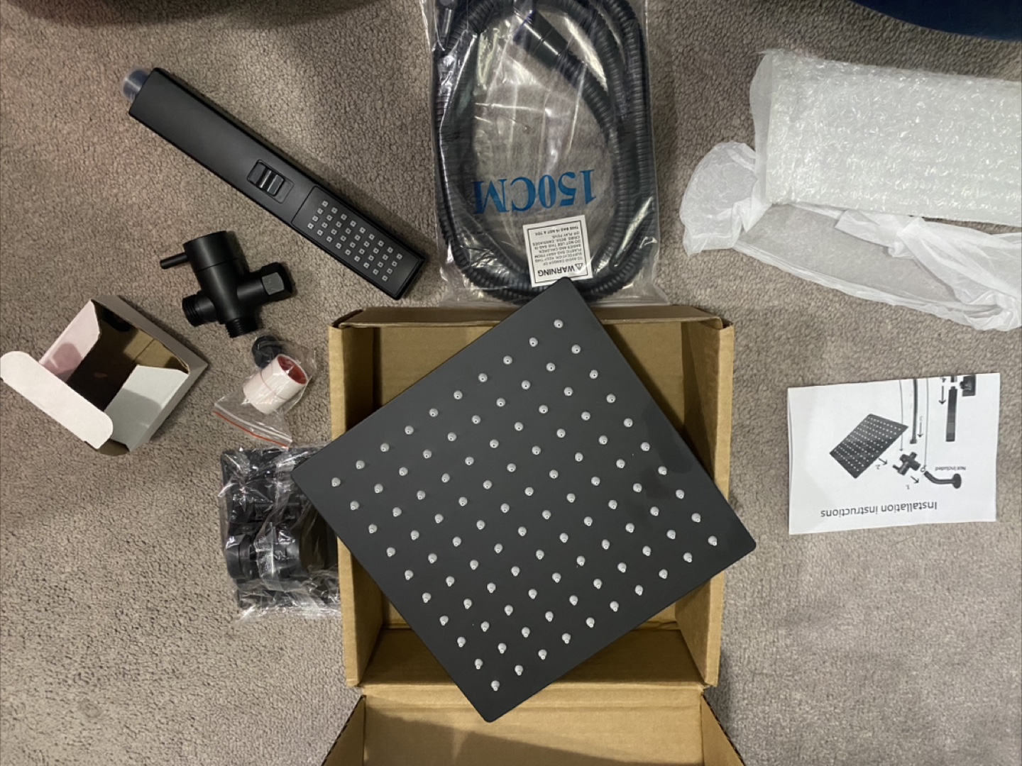Matte Black Square Shower Head Set - New in Box! - photo 2