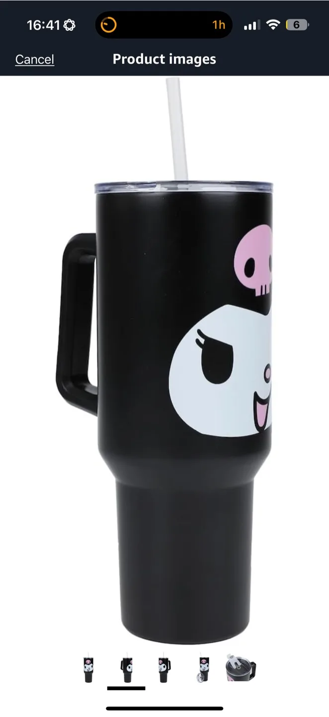 Kuromi Black Tumbler with Straw image indicator(2)