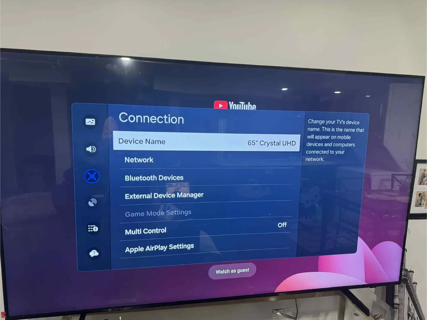 Samsung 65" Crystal UHD TV image indicator(2)