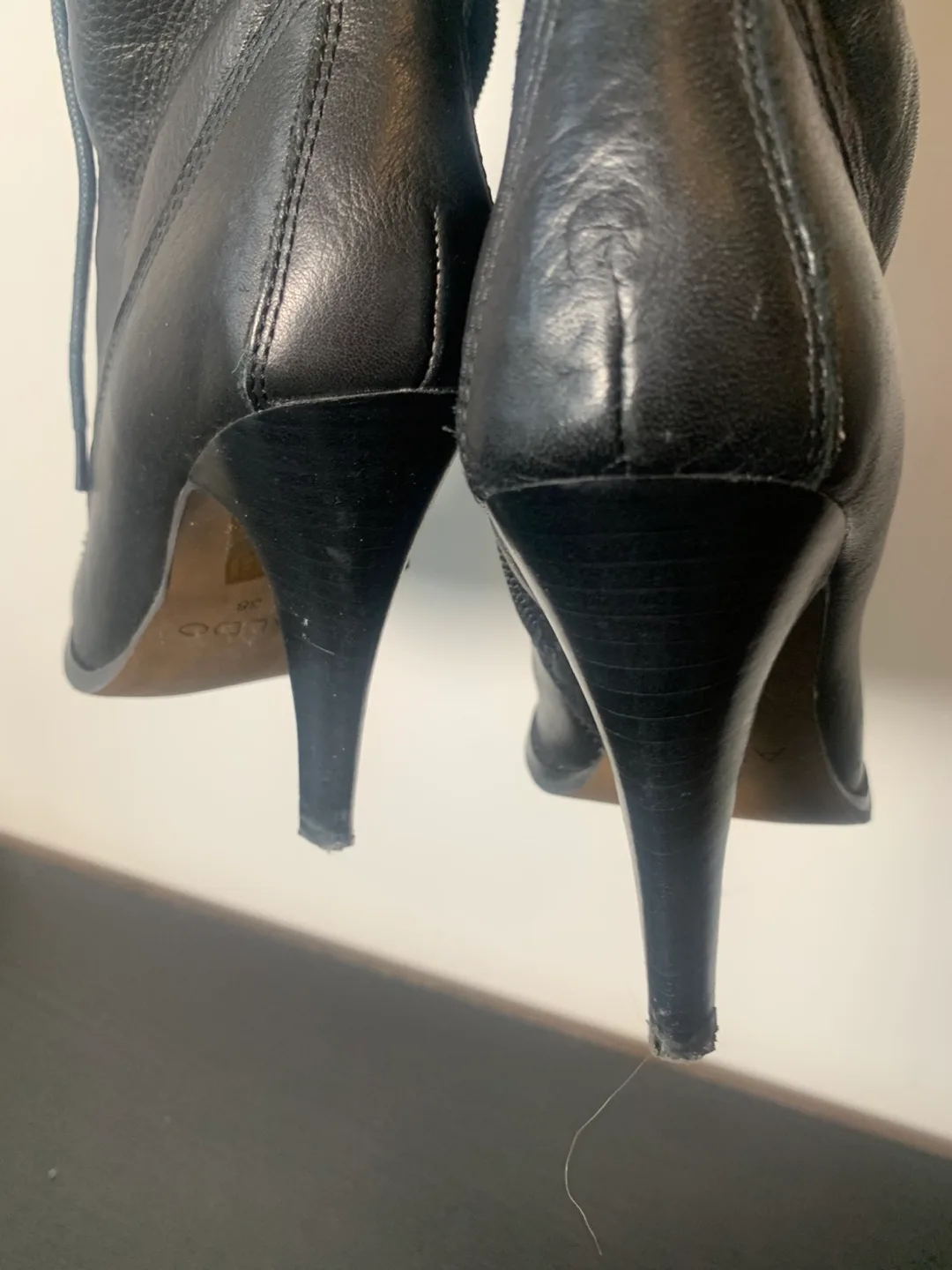 Aldo Black Leather Lace-Up Heeled Boots Size 38 image indicator(3)