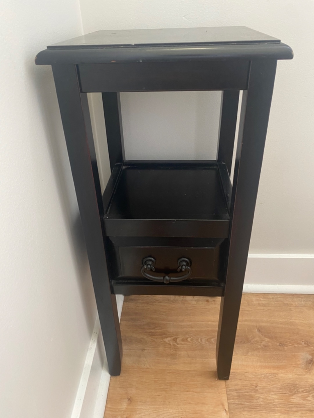 Black Side Table with Drawer - photo 2