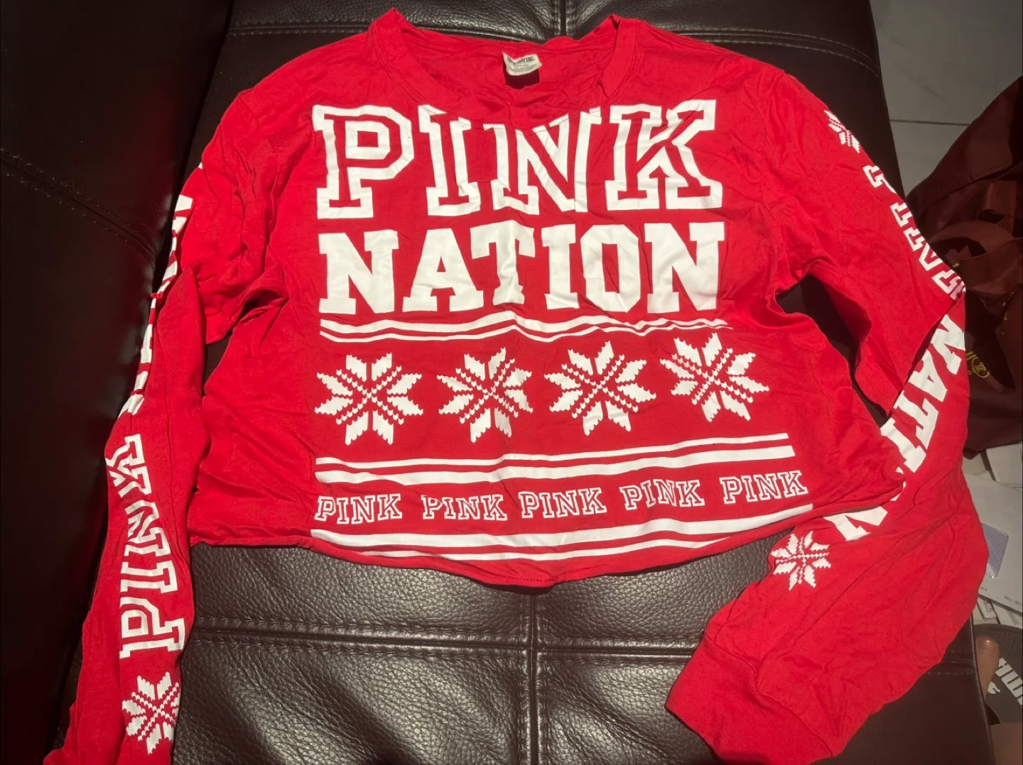 Victoria's Secret PINK Nation Red Crop Top M thumbnail
