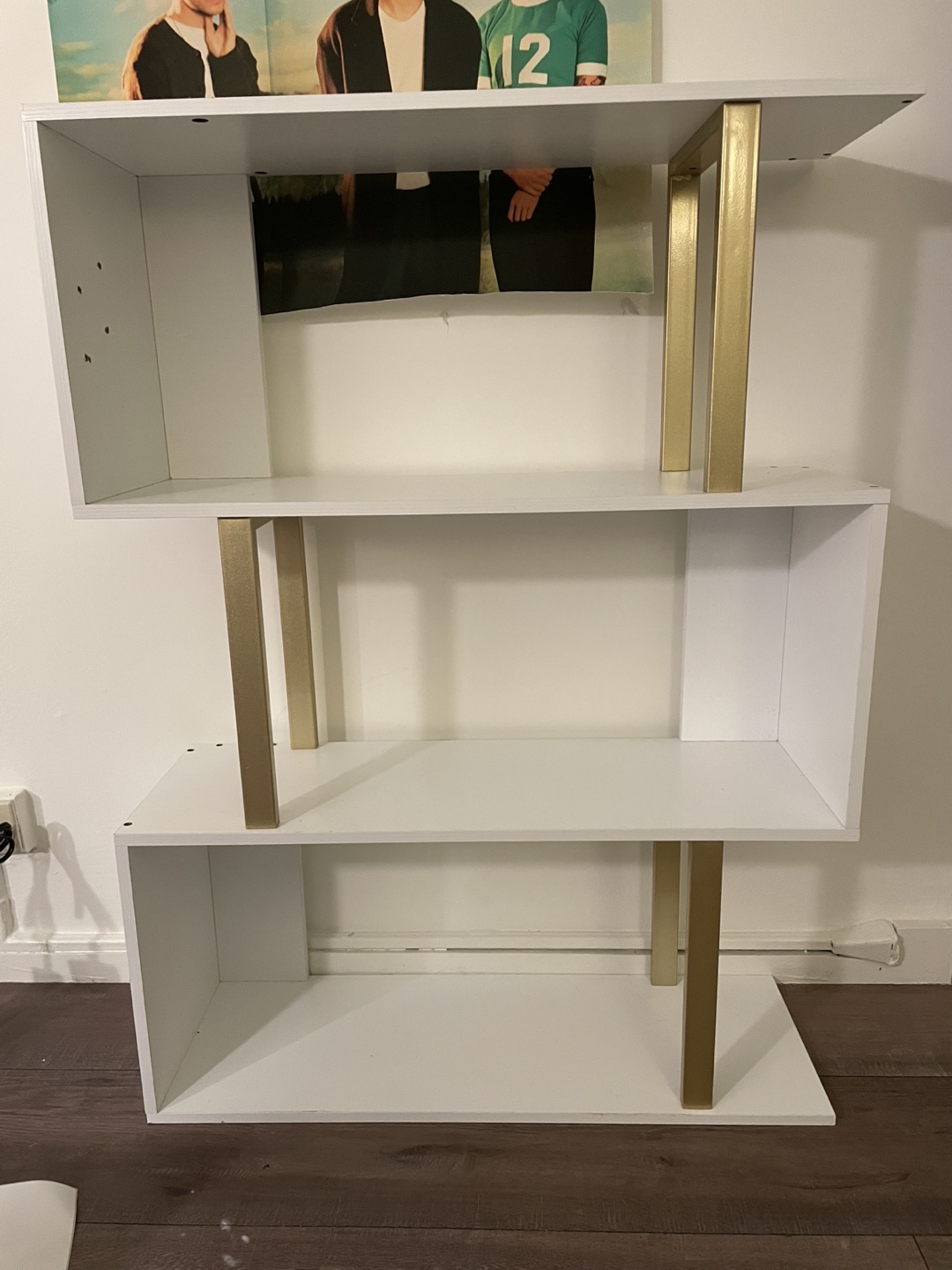 White & Gold Geometric Bookshelf