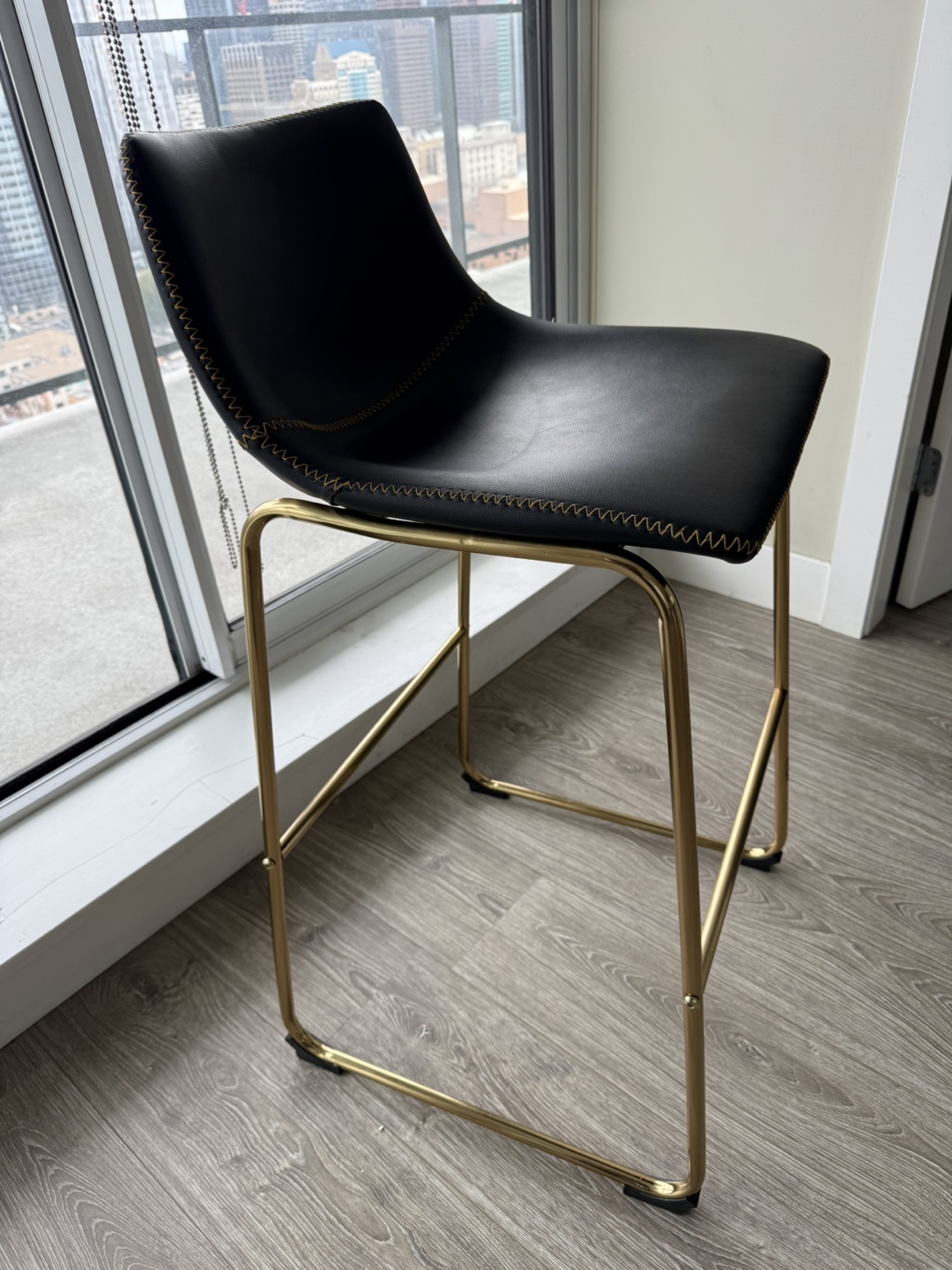 Bar Stools - Black Leather and Gold Frame - photo 4