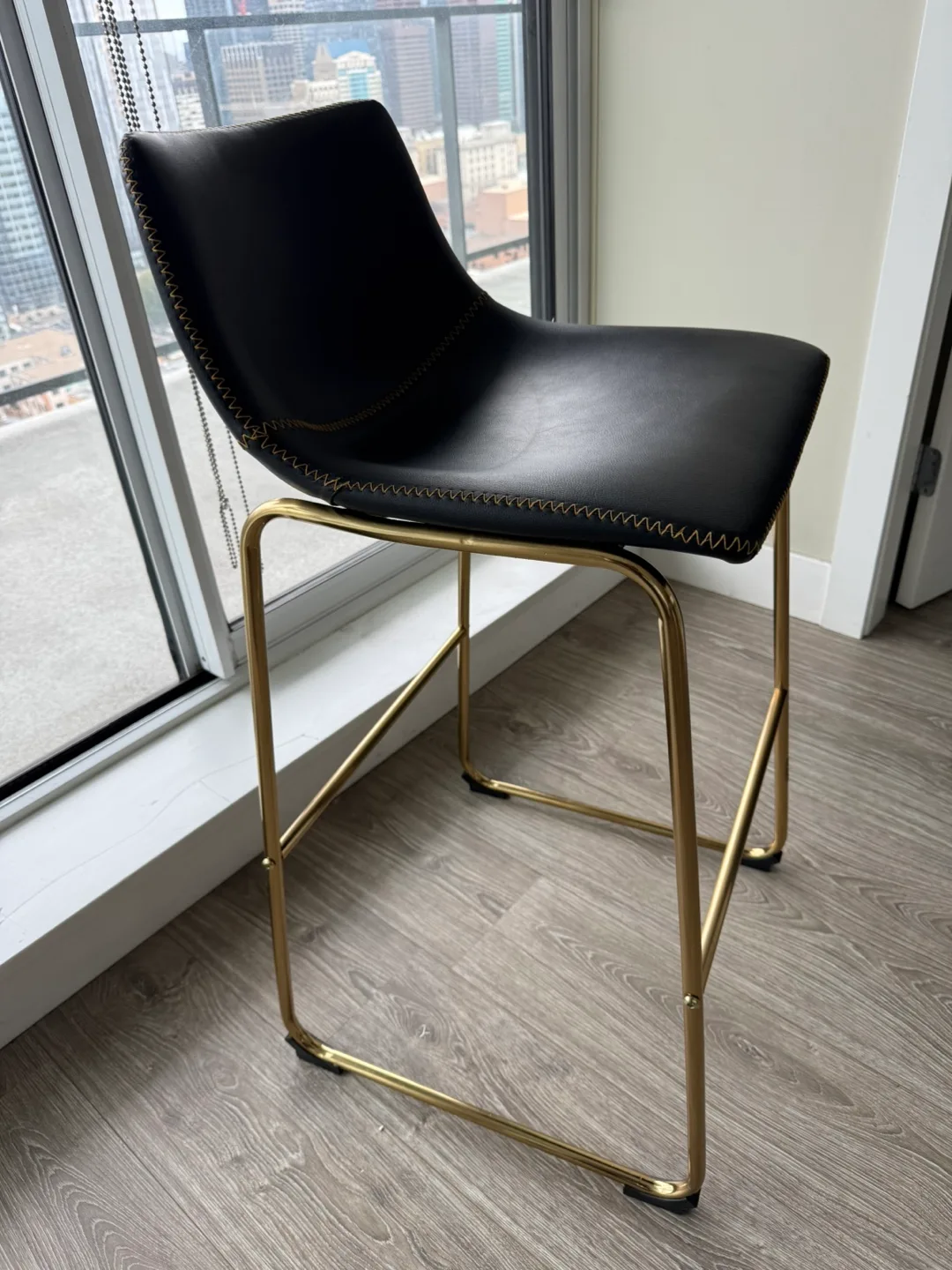 Bar Stools - Black Leather and Gold Frame image indicator(4)