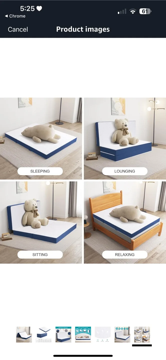 Folding Mattress queen Size - Blue thumbnail