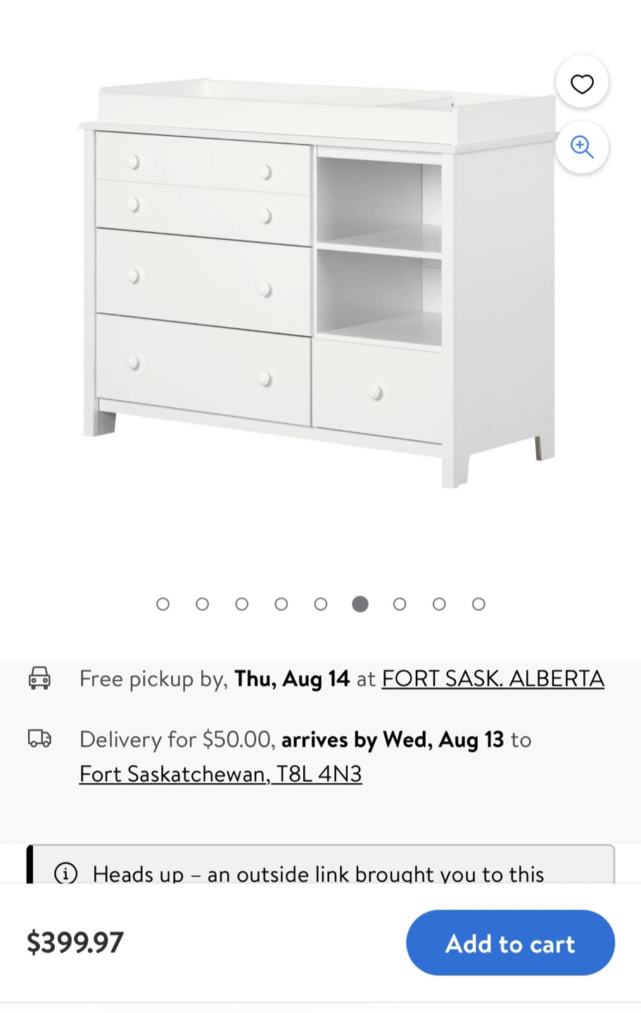 White Changing Table Dresser