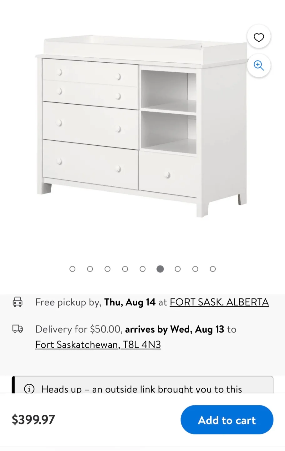 White Changing Table Dresser thumbnail
