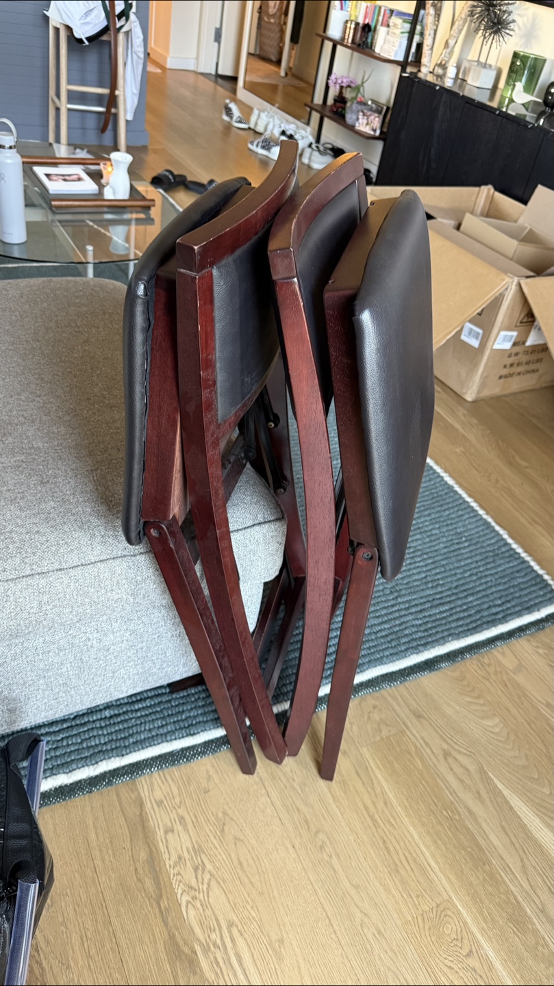 Set of 2 Dark Wood Foldable Counter Stools - photo 3