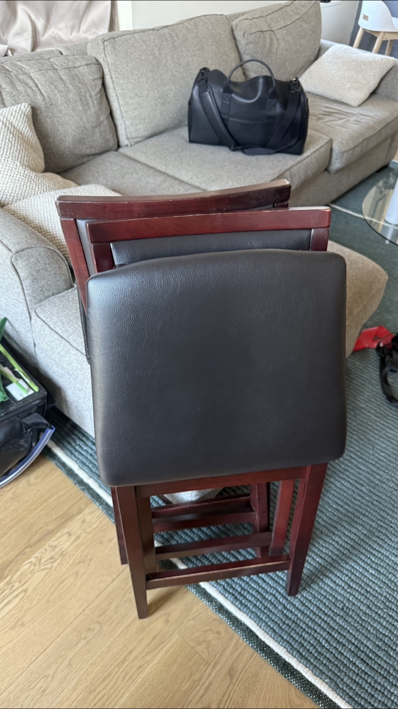 Set of 2 Dark Wood Foldable Counter Stools - photo 4