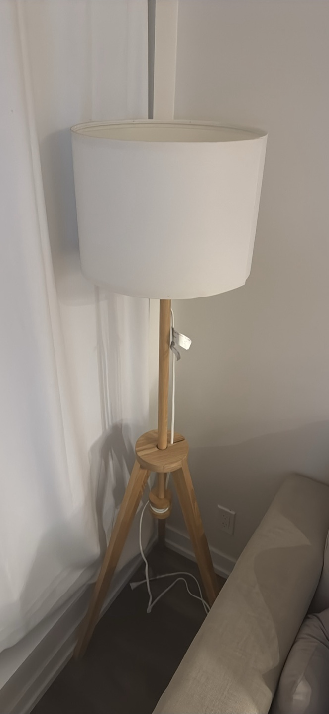 Tripod Floor Lamp - White Shade, Wood Base ikea