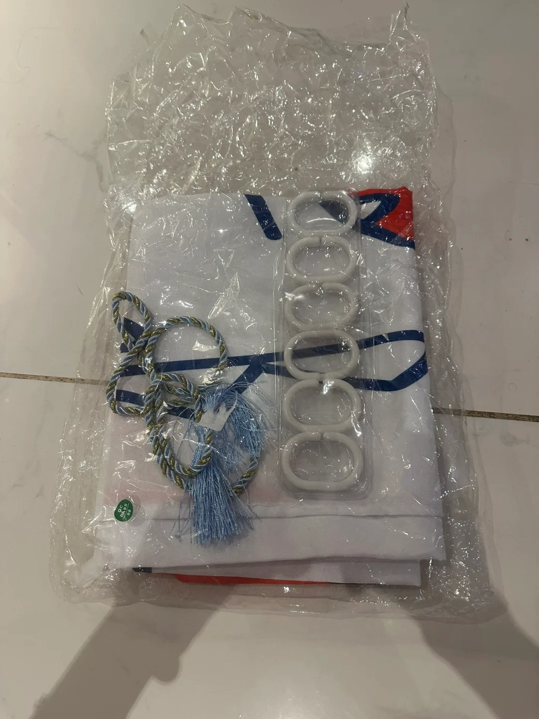 New Shower Curtain with Rings & Tie Backs thumbnail