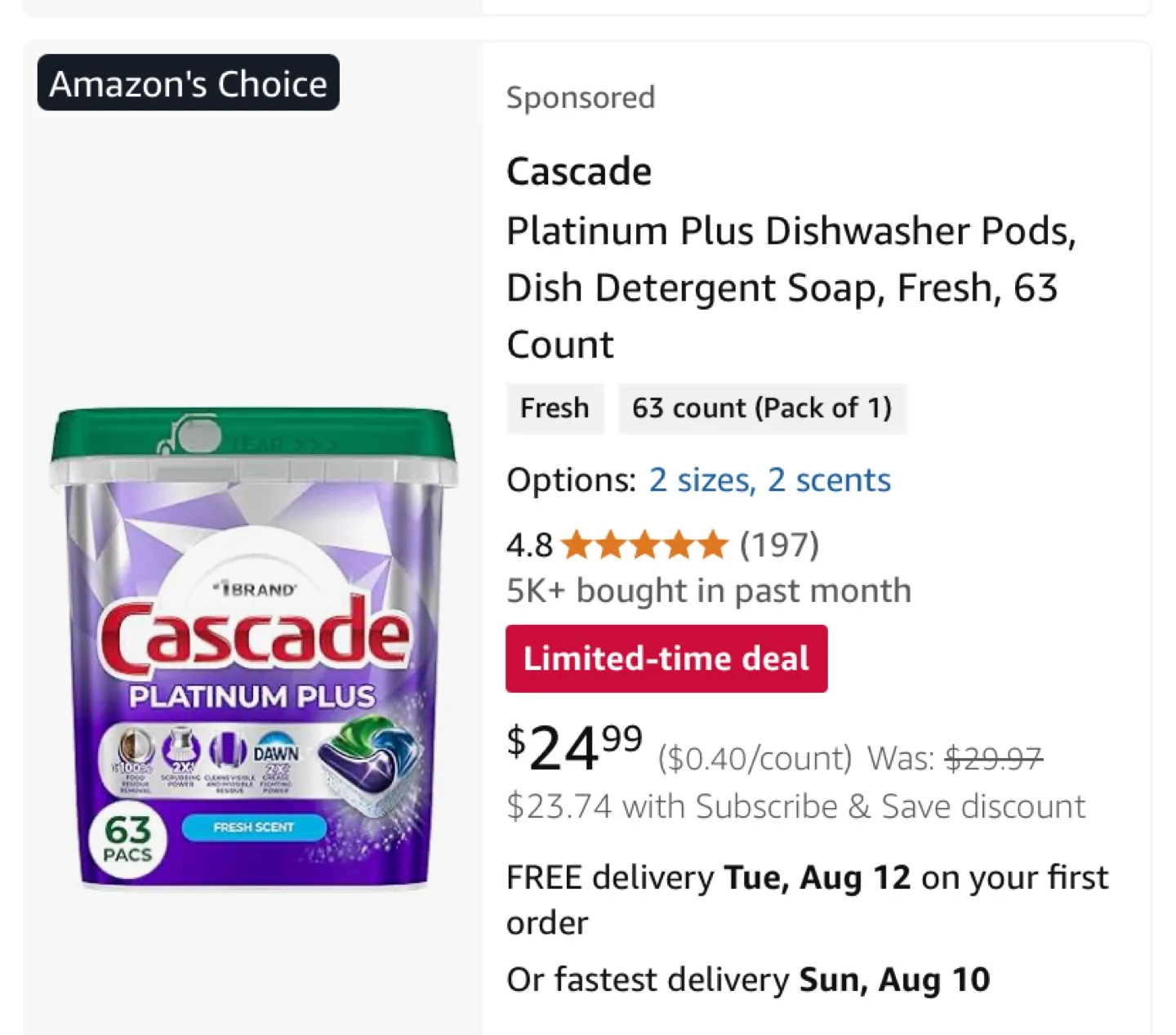 Cascade Platinum Plus Dishwasher Pods image indicator(5)