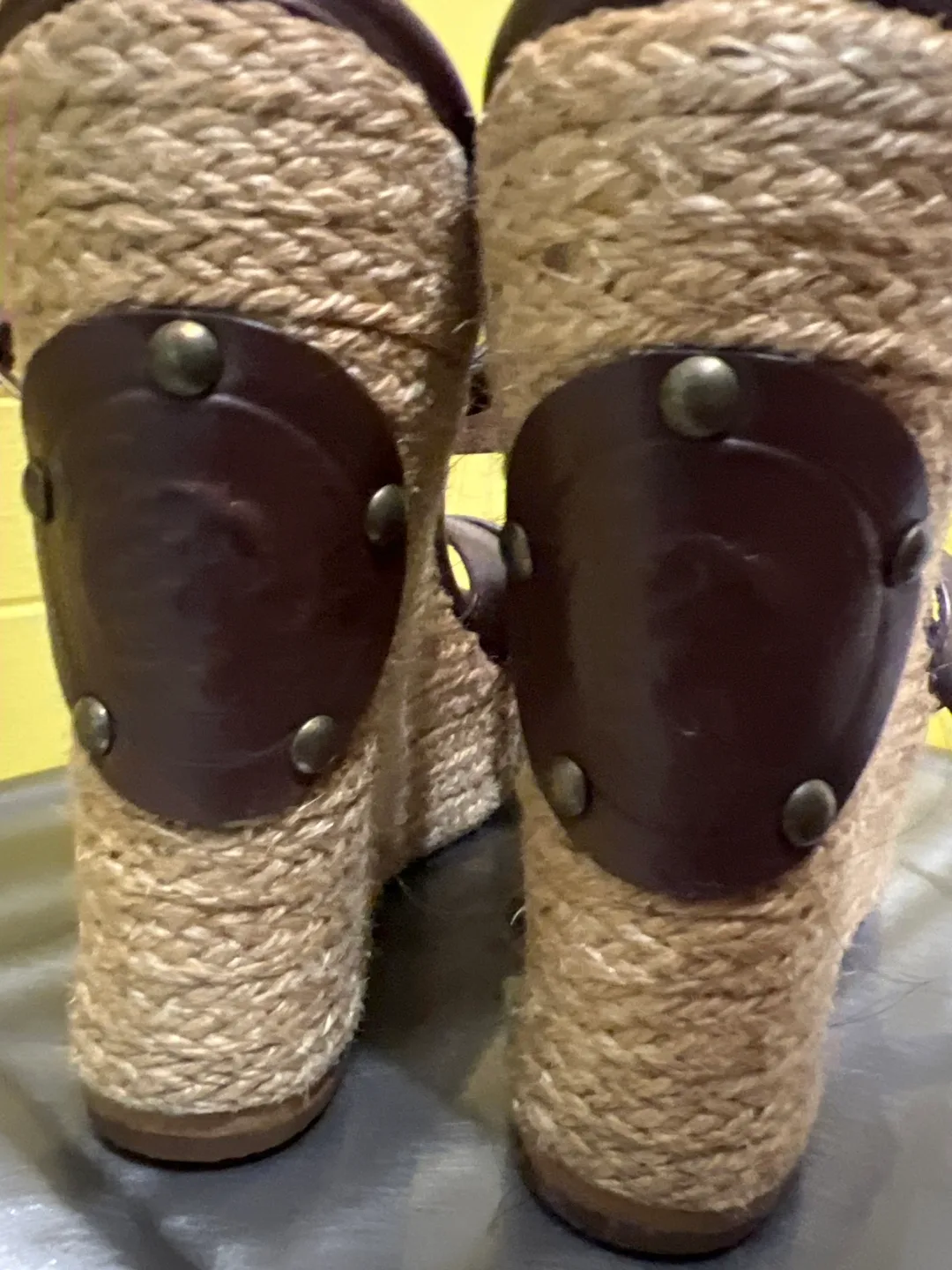 Diesel Brown Leather Wedge Sandals 8 image indicator(3)