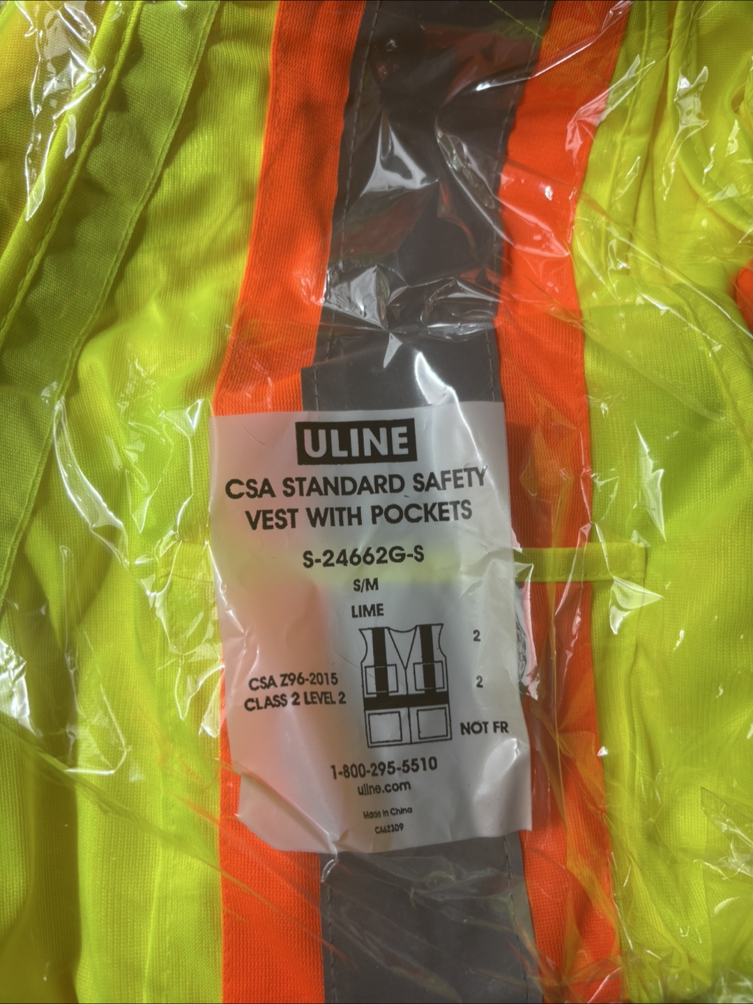 New ULINE CSA Standard Safety Vest with Pockets - S/M - photo 2