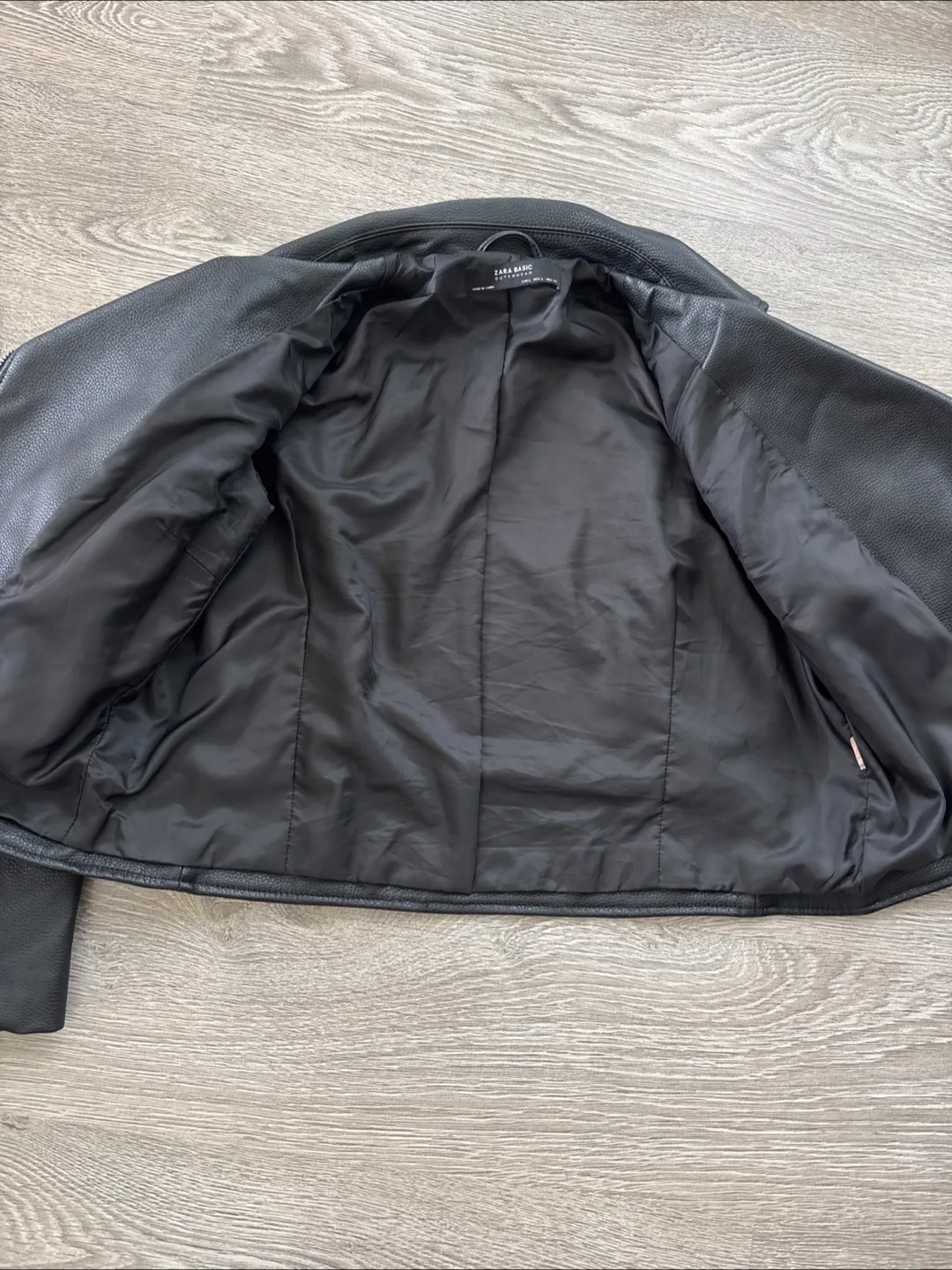 Zara Black Leather Biker Jacket image indicator(4)