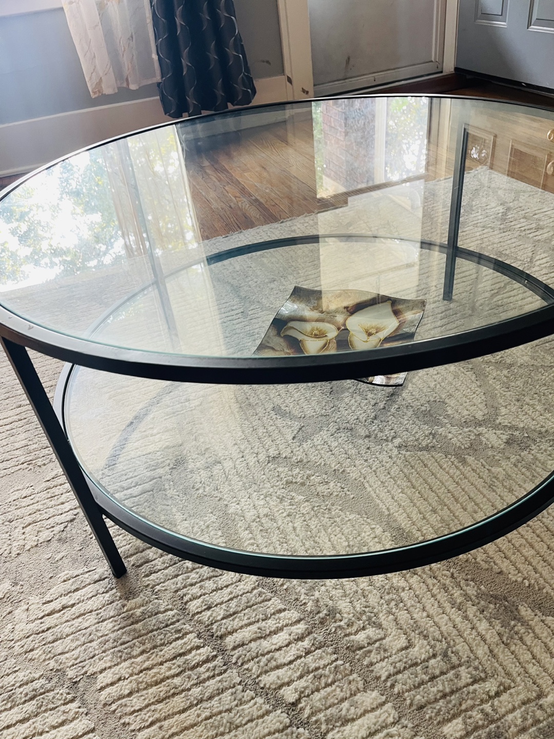 Round Glass Coffee Table - Black Frame - photo 2