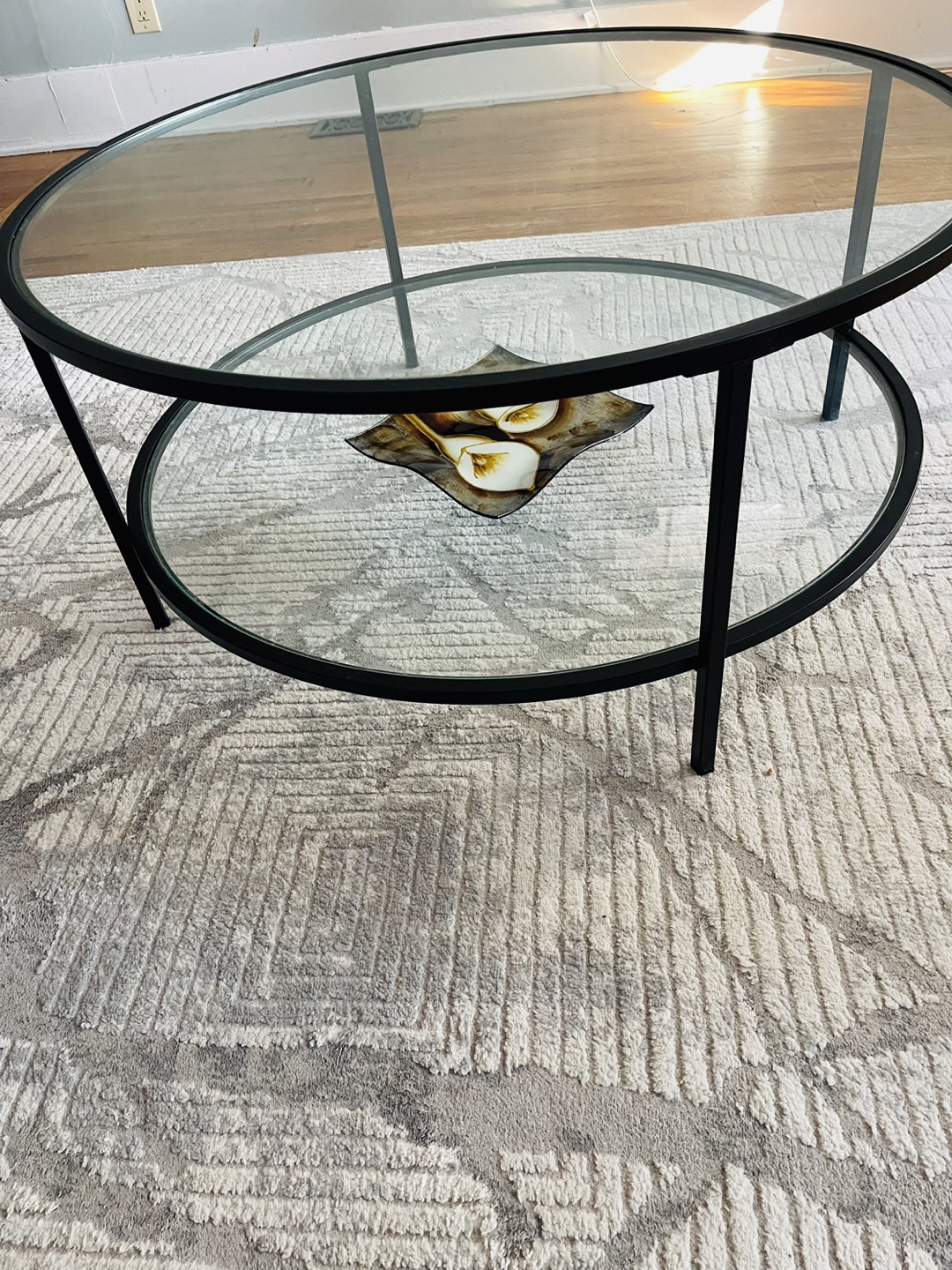 Round Glass Coffee Table - Black Frame - photo 4