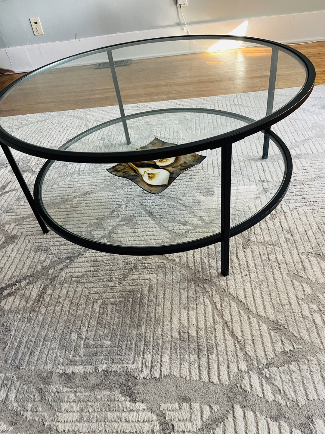 Round Glass Coffee Table - Black Frame - photo 3