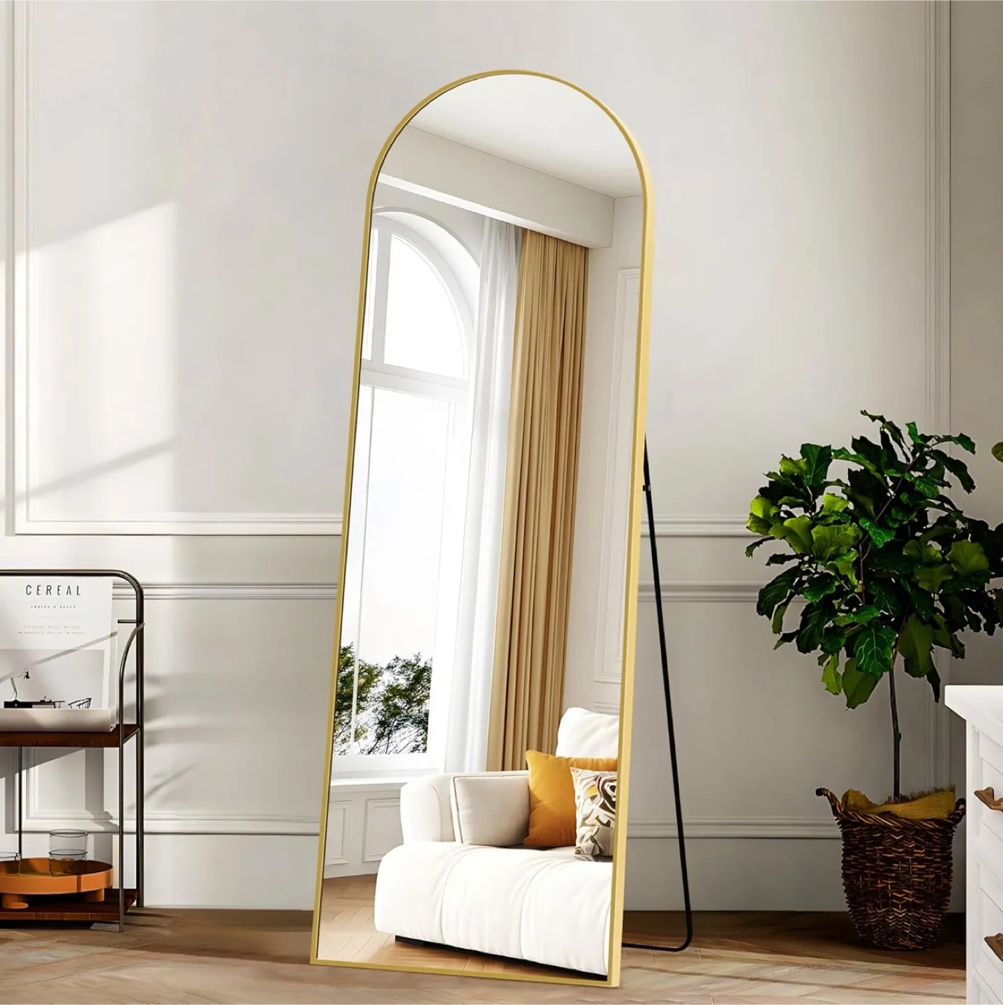 Gold Arched Full Length Mirror - 64" x 21" thumbnail