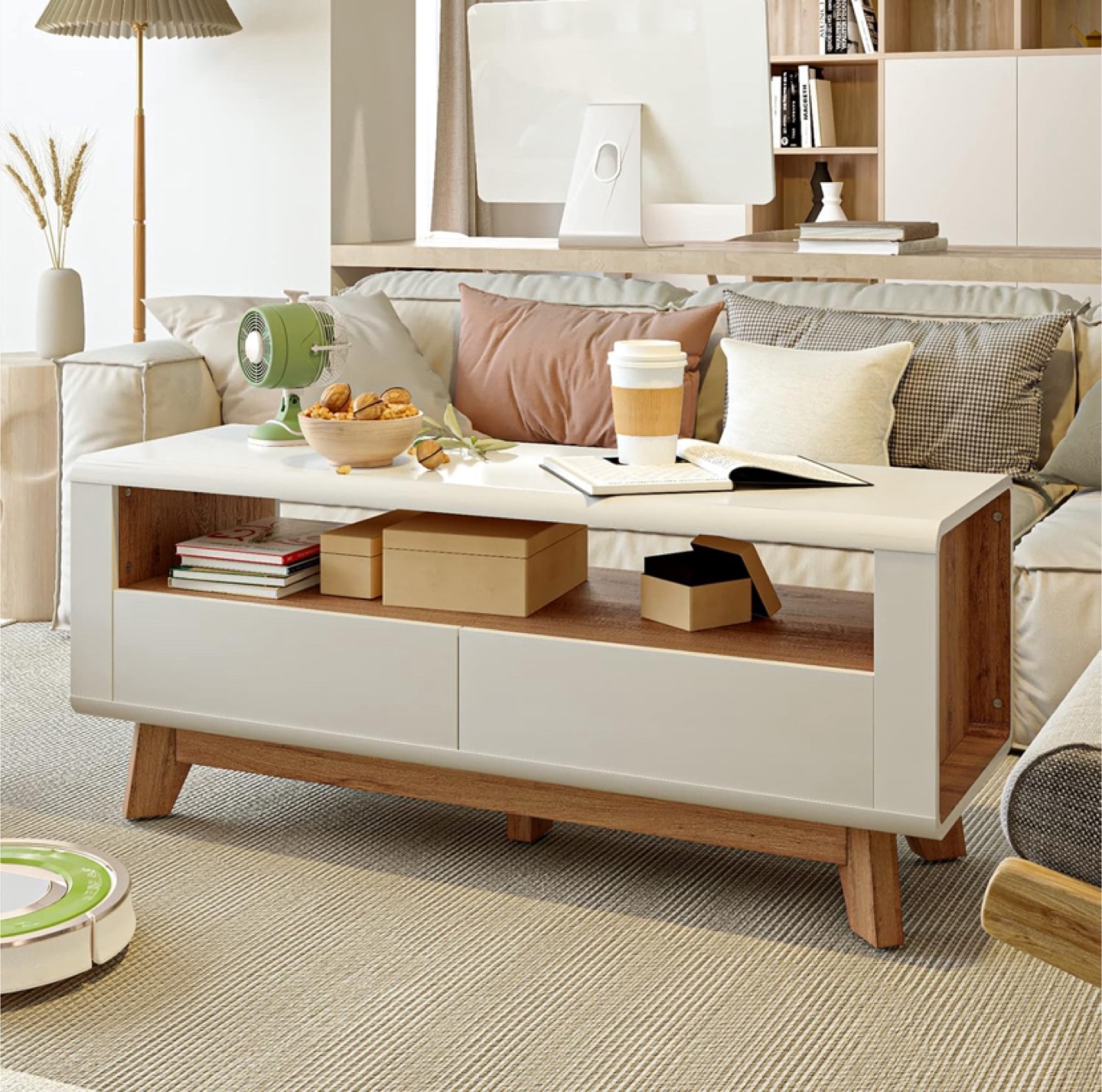 White & Wood TV Stand/Media Console