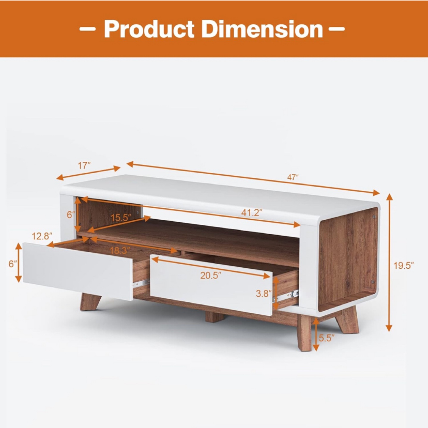 White & Wood TV Stand/Media Console - photo 4