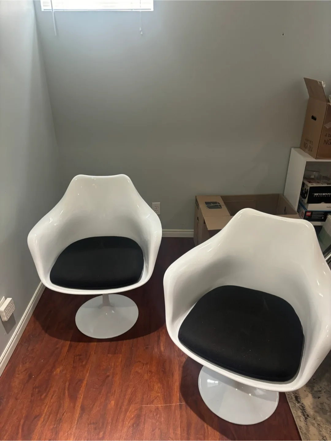 2 modern swivel tulip chairs MCM image indicator(2)